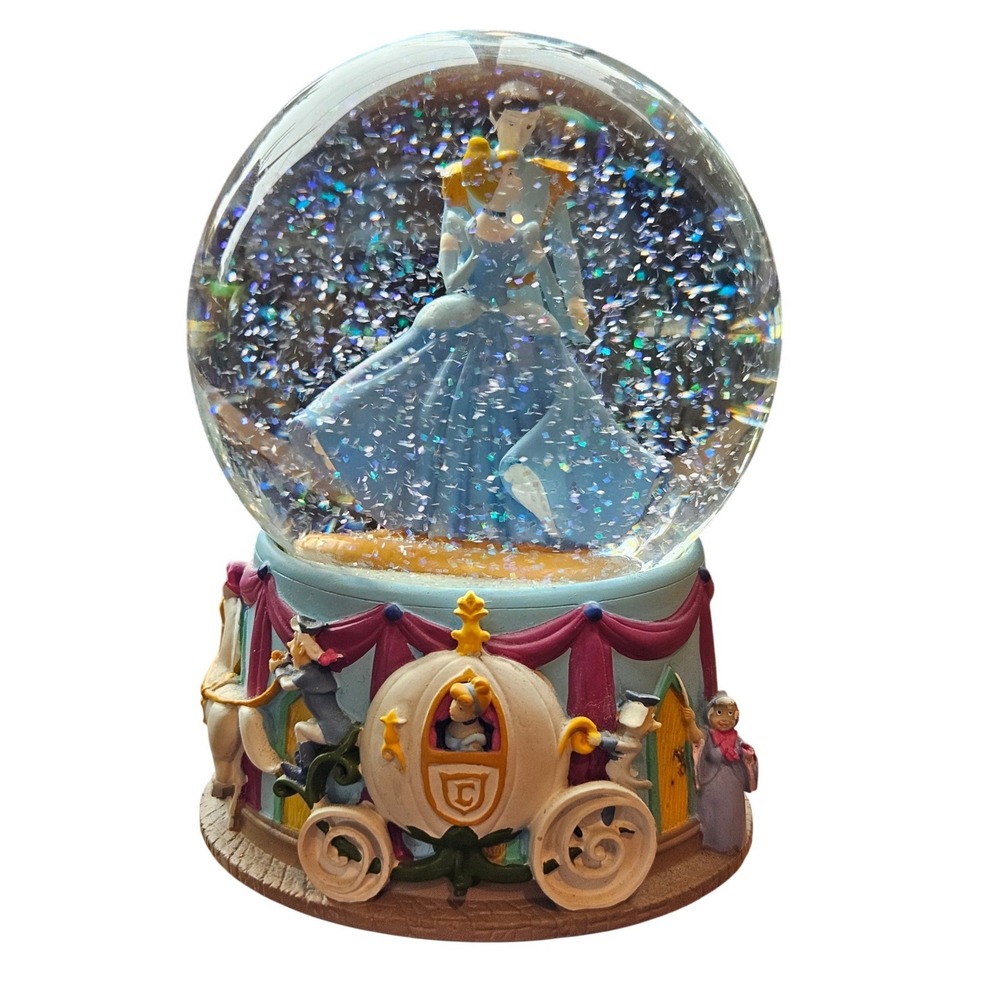 Disney Cinderella Prince Charming Musical Snow Globe Enesco I Love You Truly